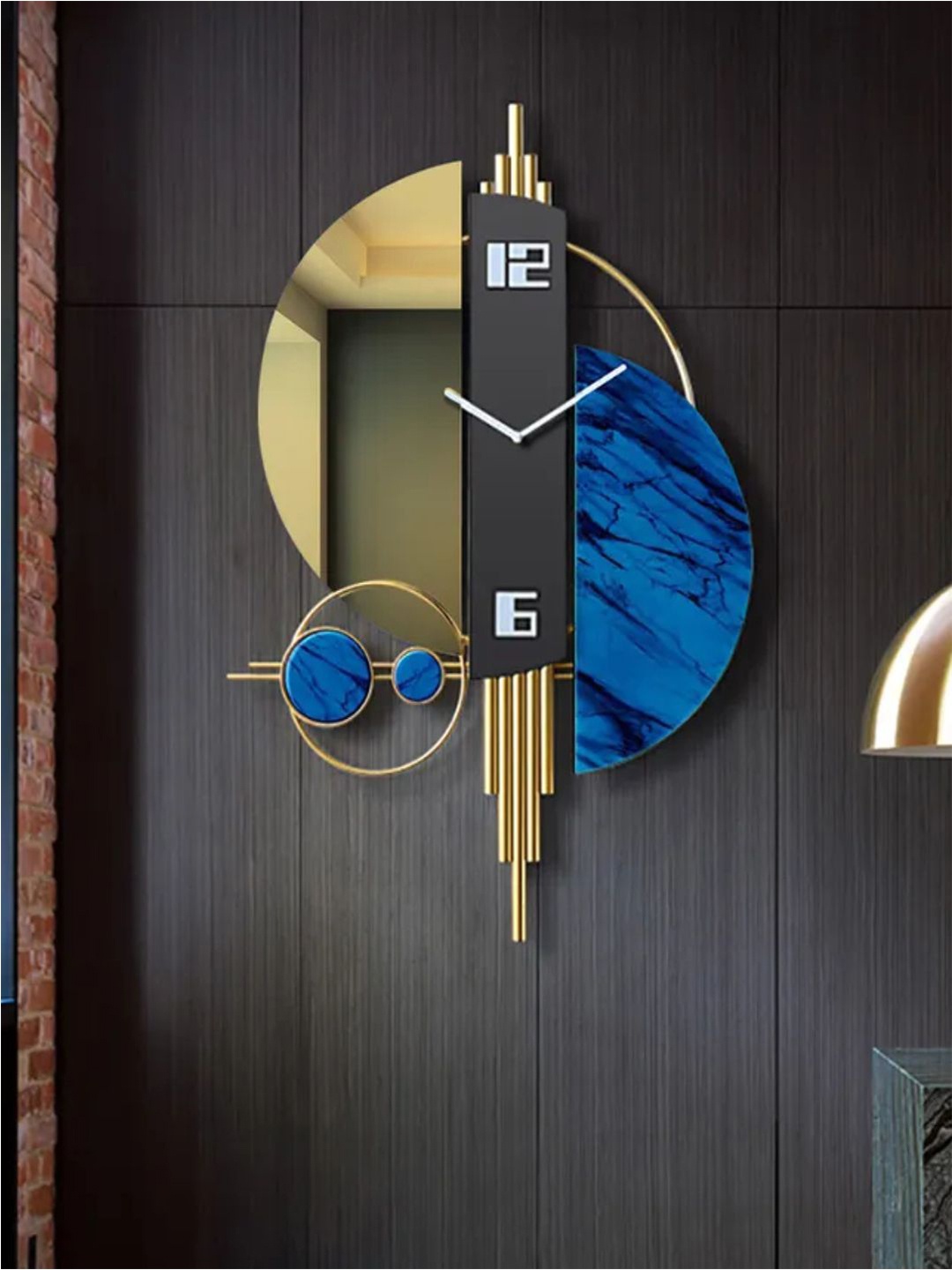 

The Art House Gold-Toned & Blue Textured Abstract Shaped Analogue Contemporary Wall Clock