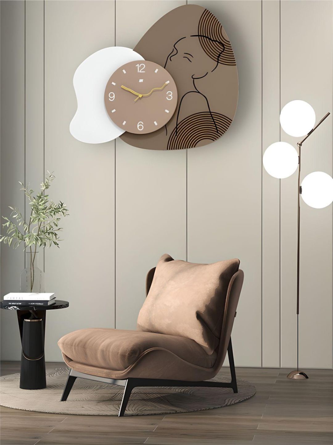 

The Art House Brown & White Printed Abstract Shaped Contemporary Wall Clock