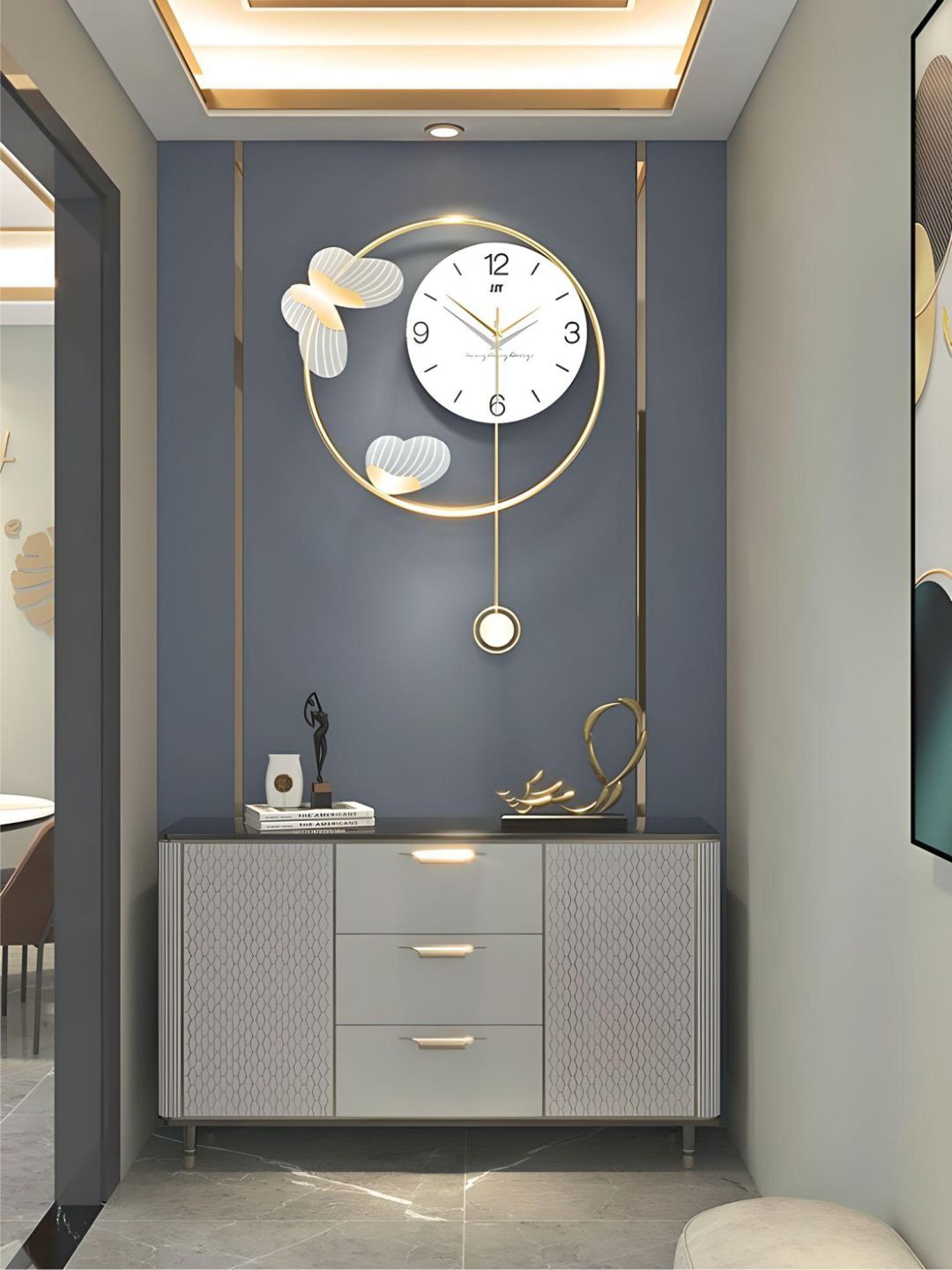 

The Art House Gold-Toned & White Textured Geometric Shaped Contemporary Wall Clock