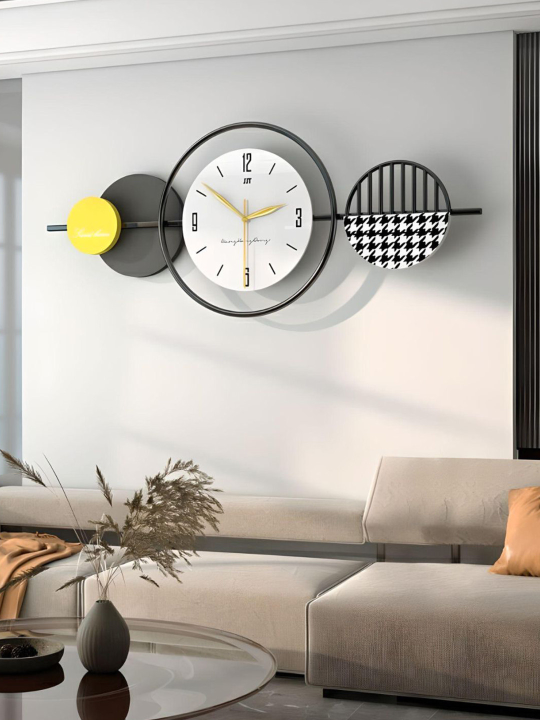 

The Art House Black & White Colourblocked Geometric Shaped Contemporary Wall Clock