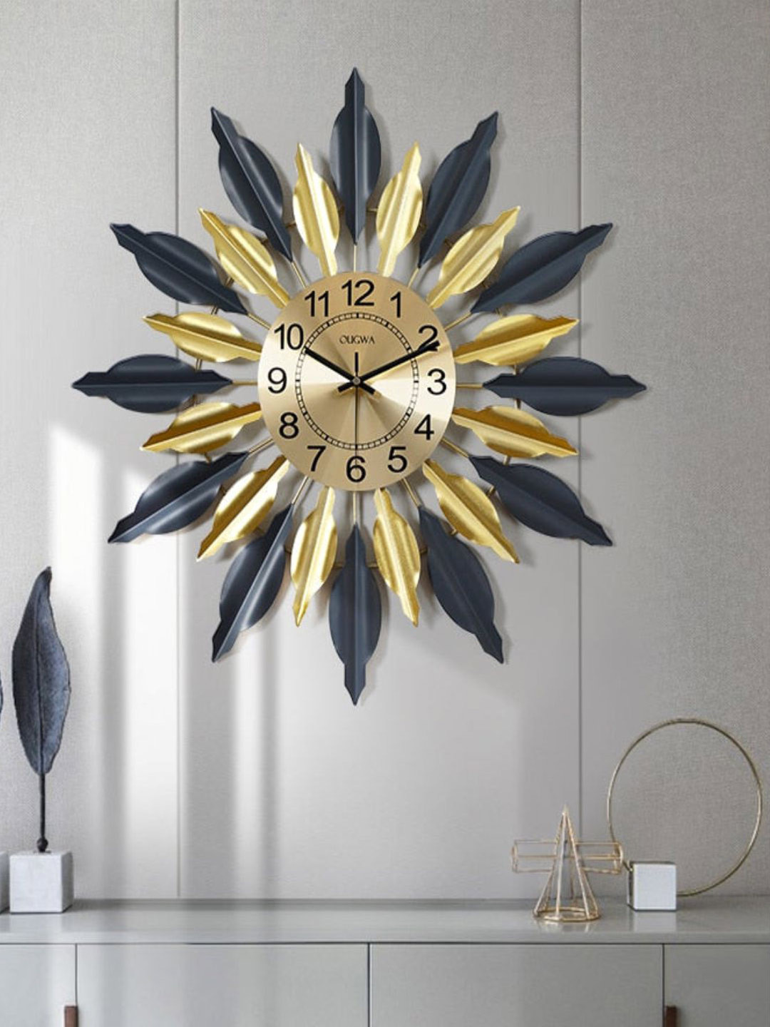 

The Art House Gold-Toned & Black Embellished Abstract Shaped Vintage Wall Clock