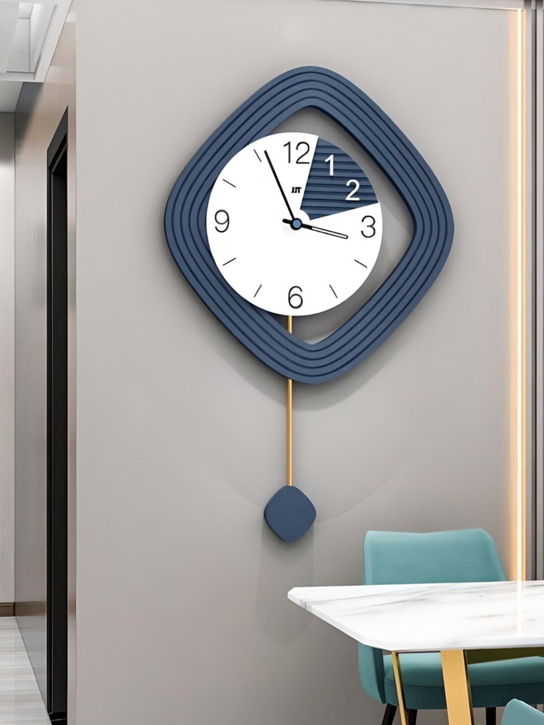 

The Art House Blue & White Printed Geometric Shaped Contemporary Wall Clock