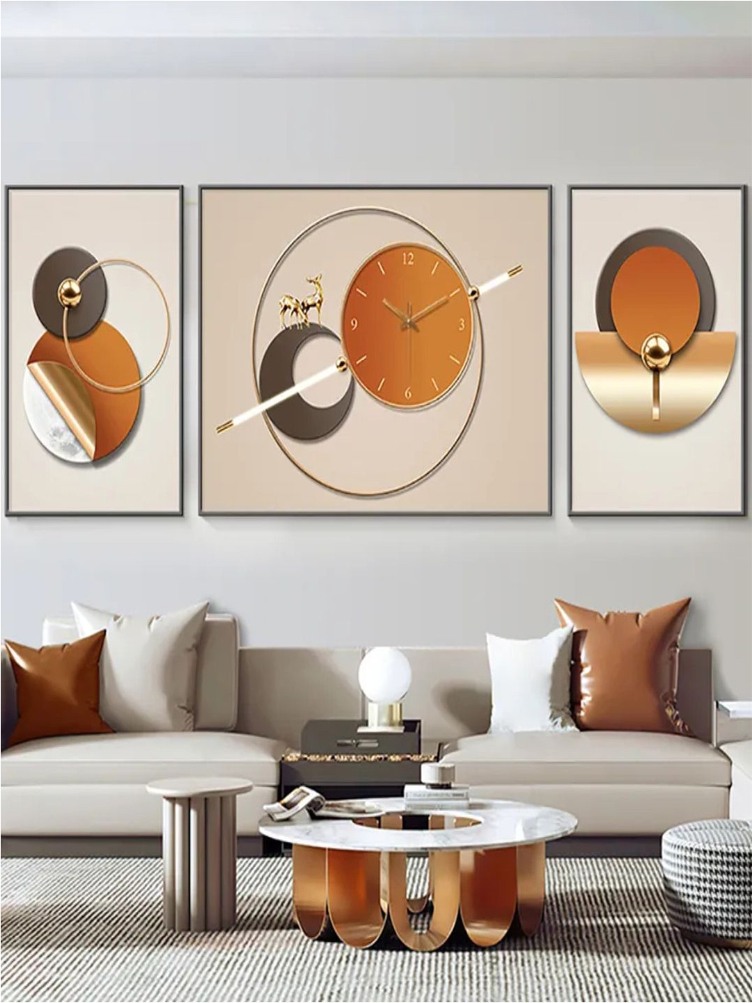 

The Art House Orange & Gold-Toned Printed Abstract Shaped Contemporary Wall Clock