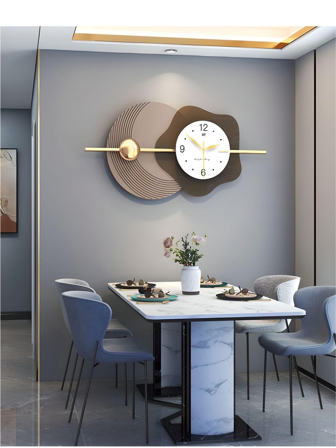 

The Art House Brown & White Colourblocked Abstract Shaped Contemporary Wall Clock