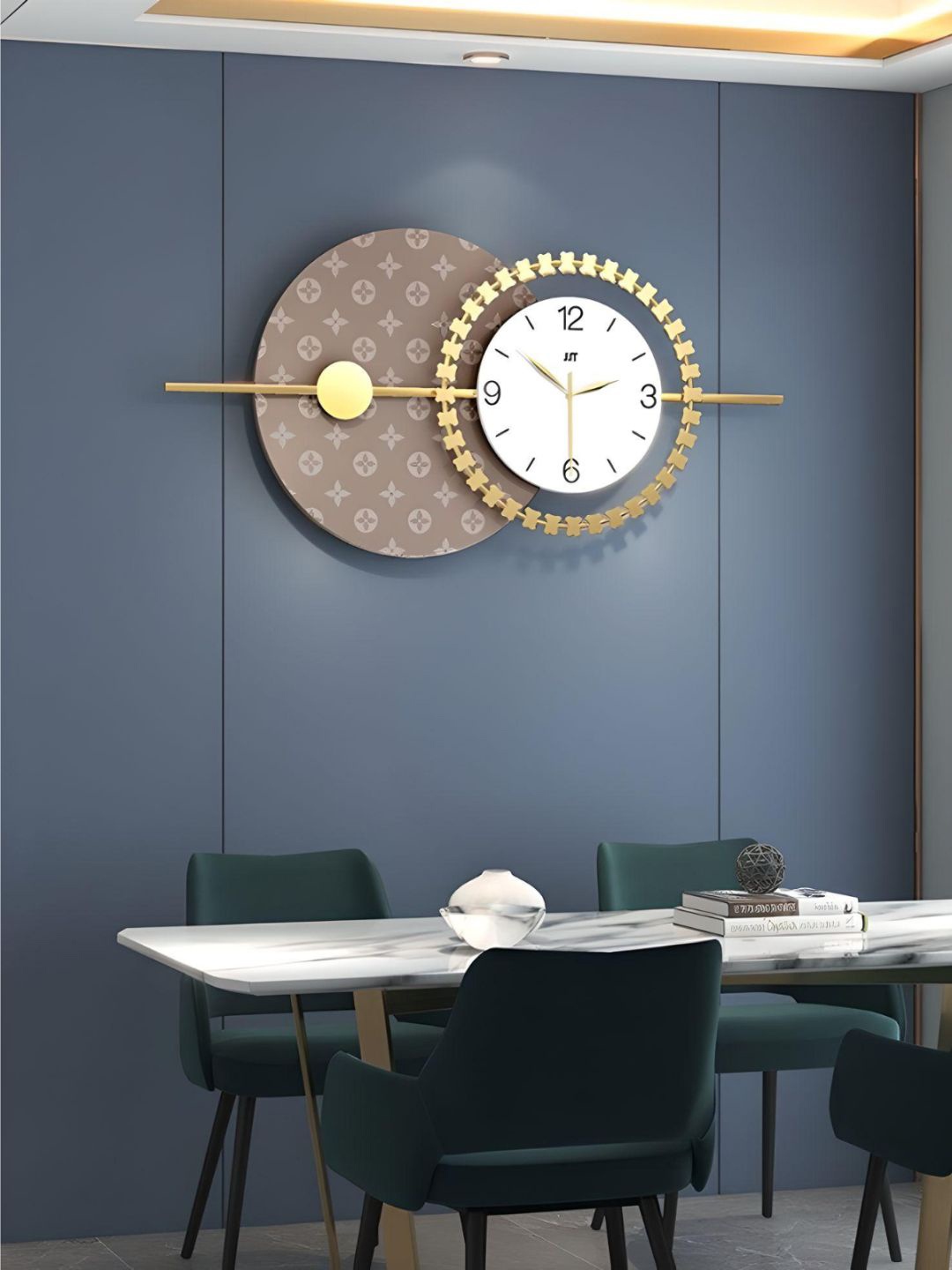 

The Art House Gold-Toned & Brown Printed Geometric Shaped Contemporary Wall Clock