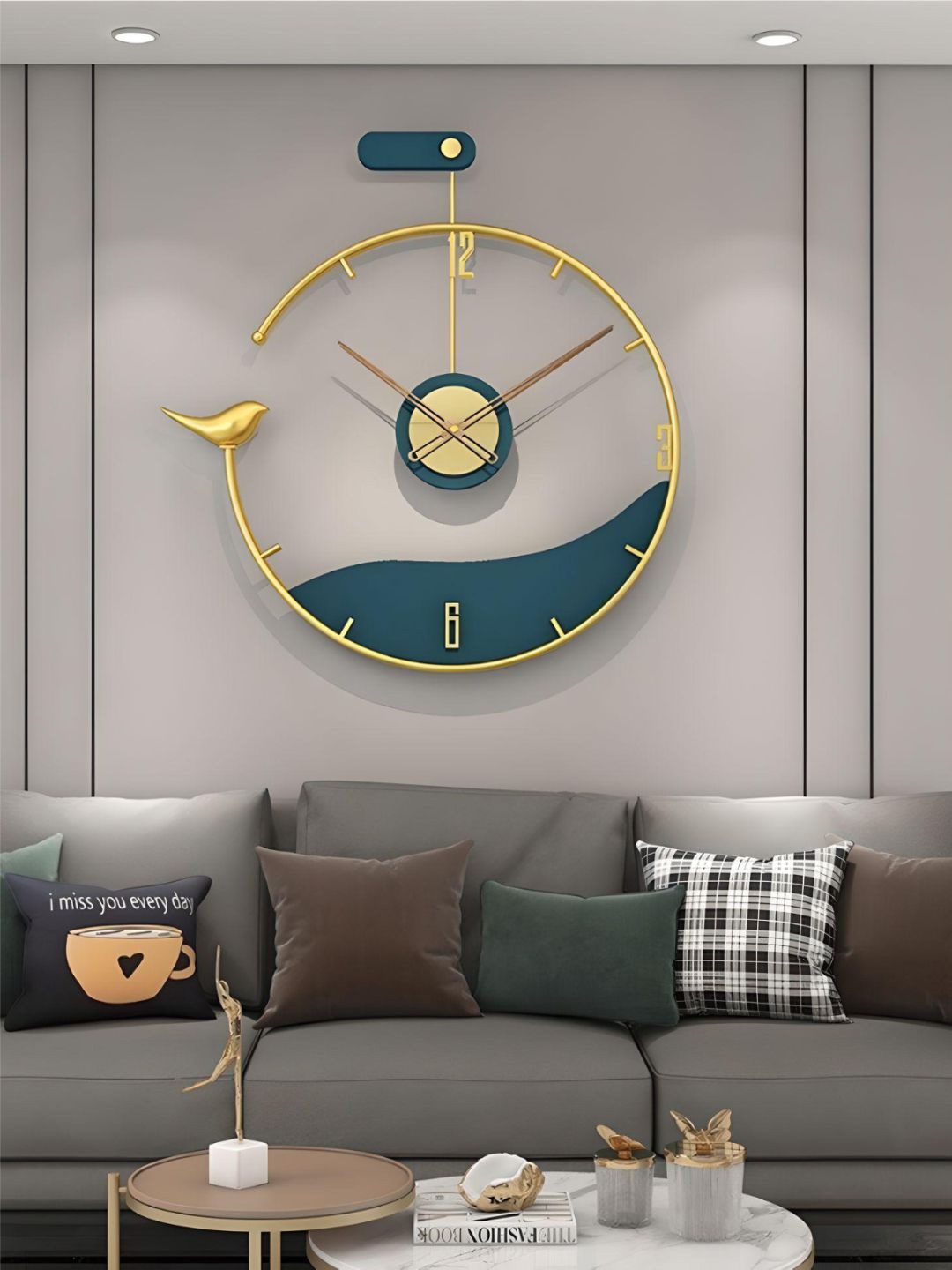 

The Art House Gold-Toned & Blue Textured Abstract Shaped Contemporary Wall Clock