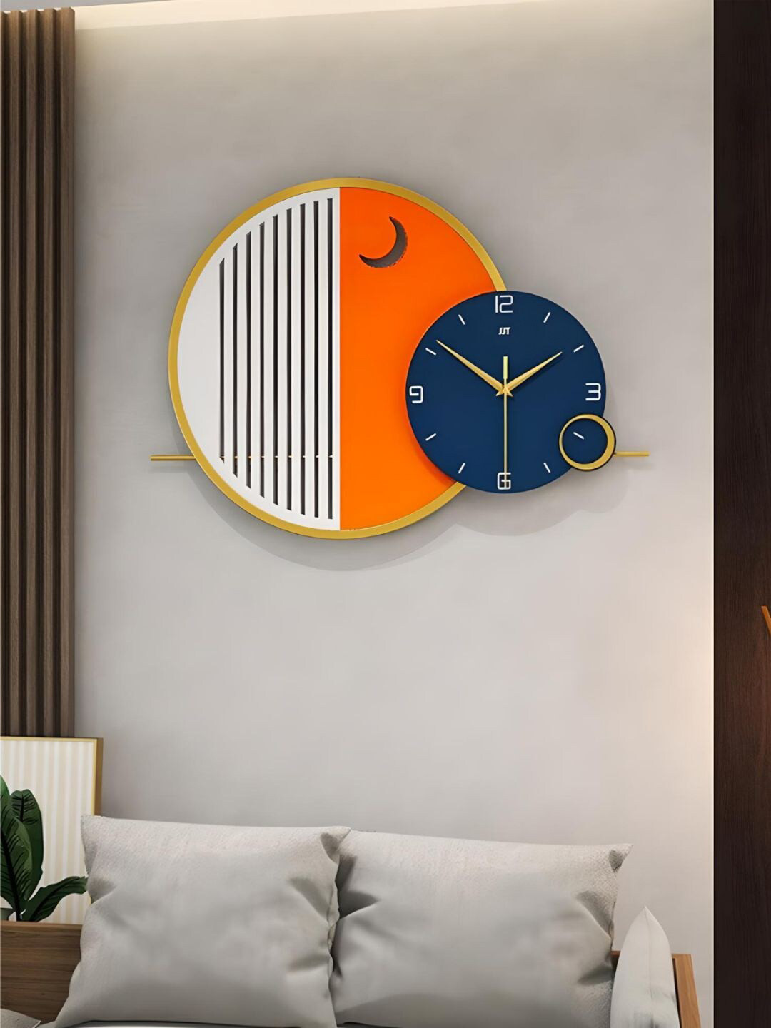 

The Art House Blue & Orange Printed Geometric Shaped Contemporary Wall Clock