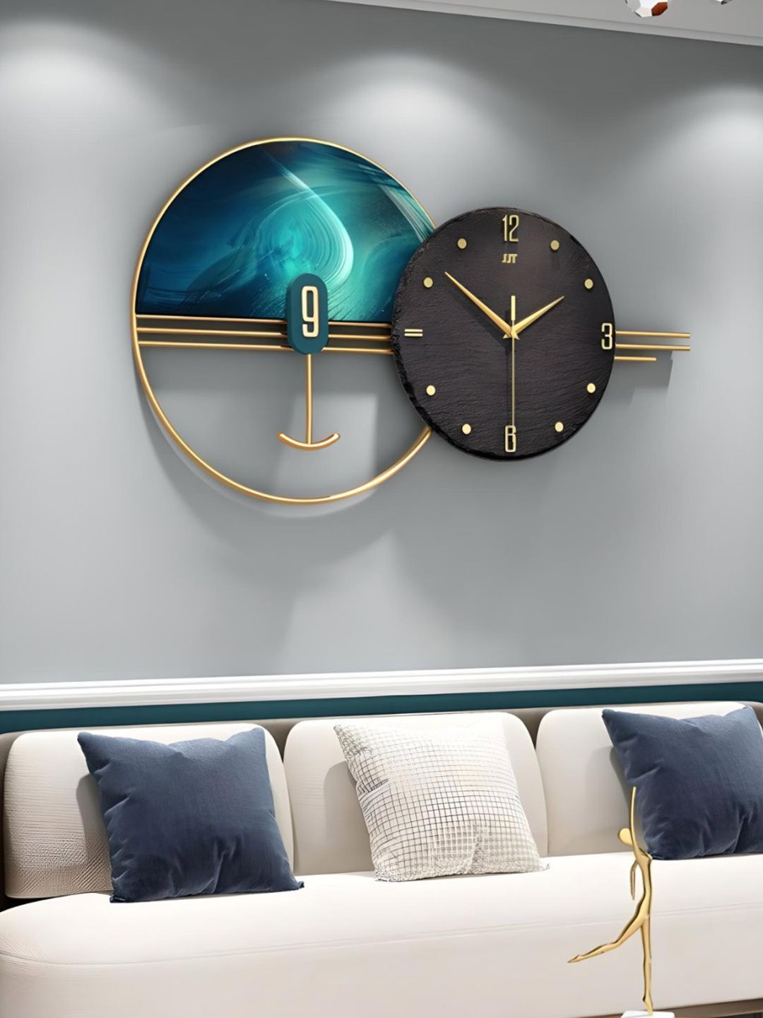 

The Art House Blue & Golden Geometric Shaped Contemporary Wall Clock