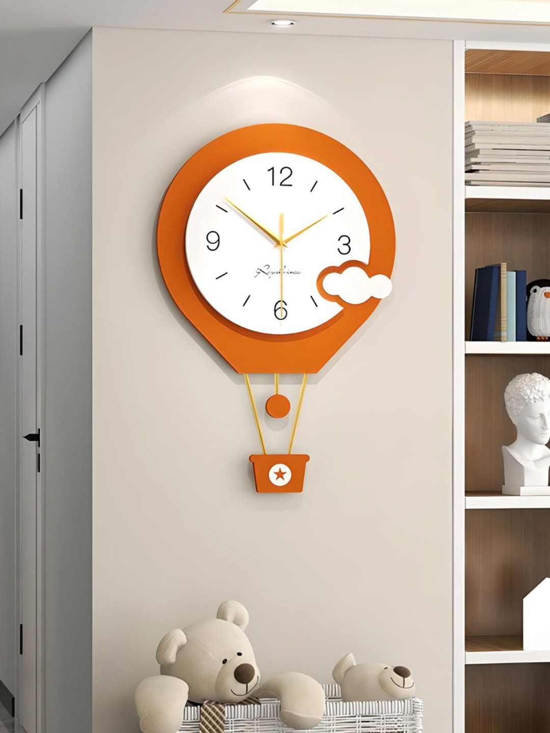 

The Art House Orange & White Colourblocked Quirky Contemporary Wall Clock