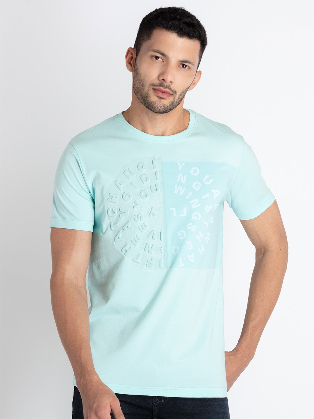 

Status Quo Typography Printed Cotton T-shirt, Green