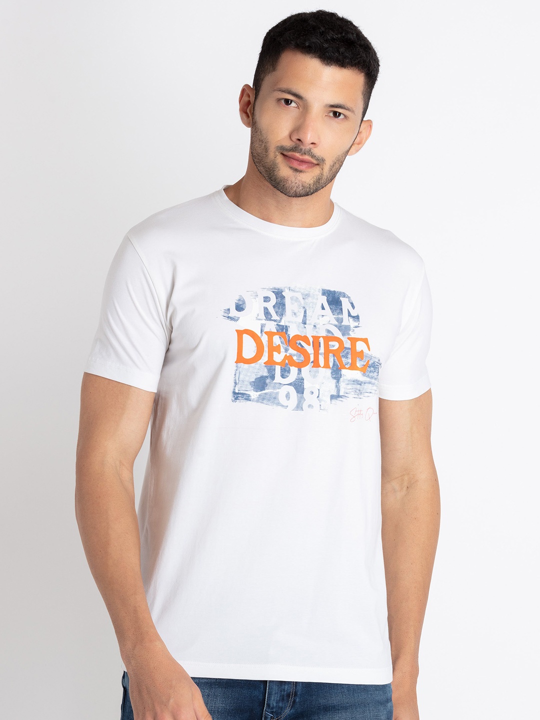 Status Quo Typography Printed Casual T-shirt, White