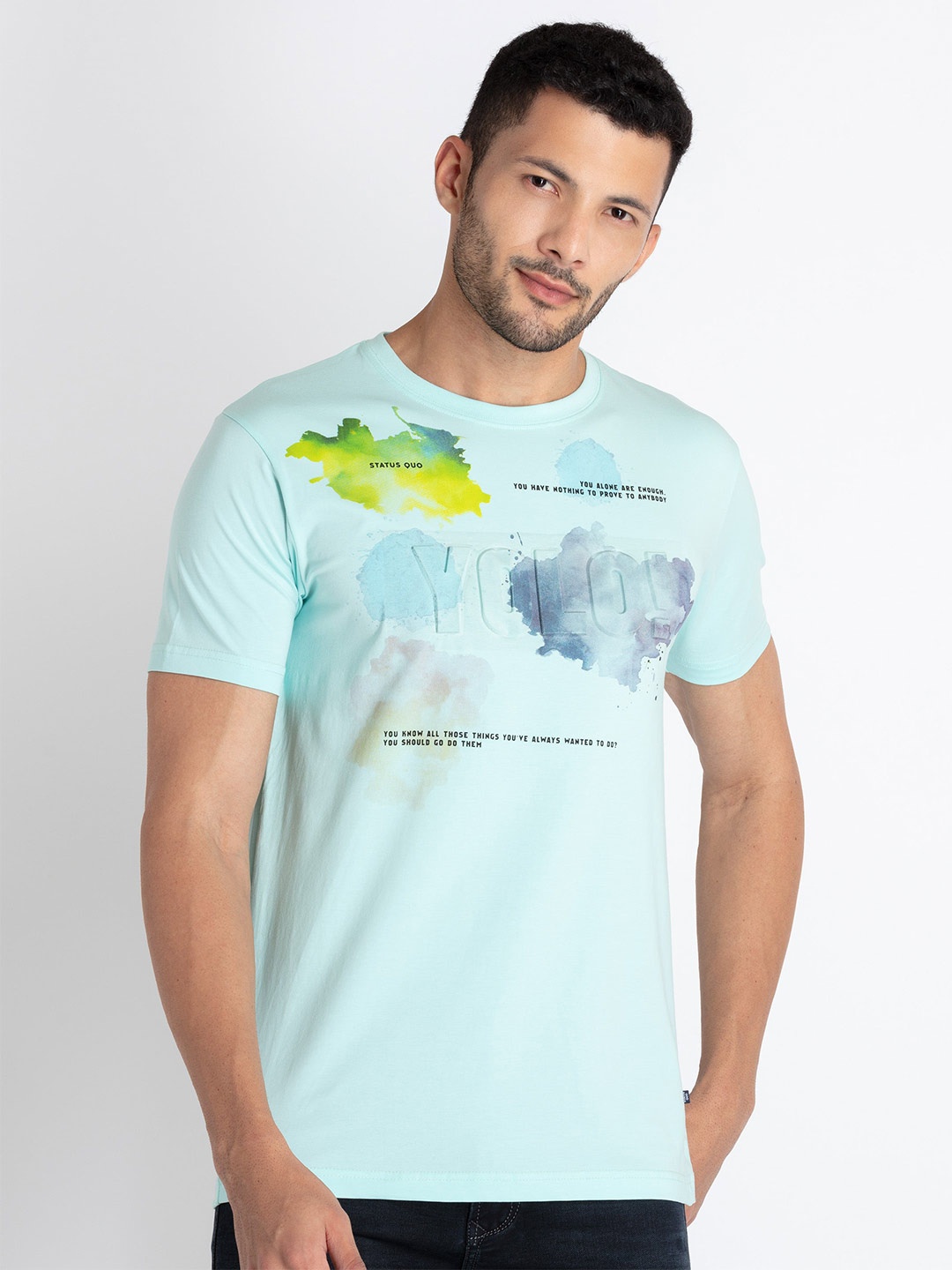 

Status Quo Typography Printed Round Neck T-shirt, Green