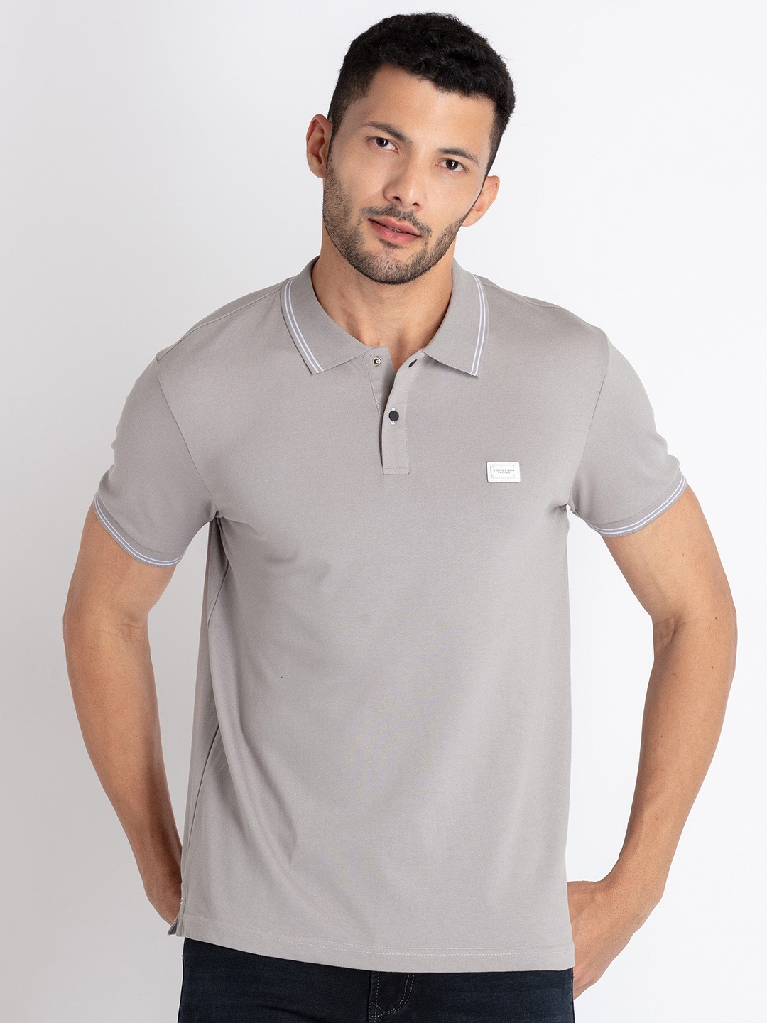 

Status Quo Polo Collar Casual T-shirt, Grey