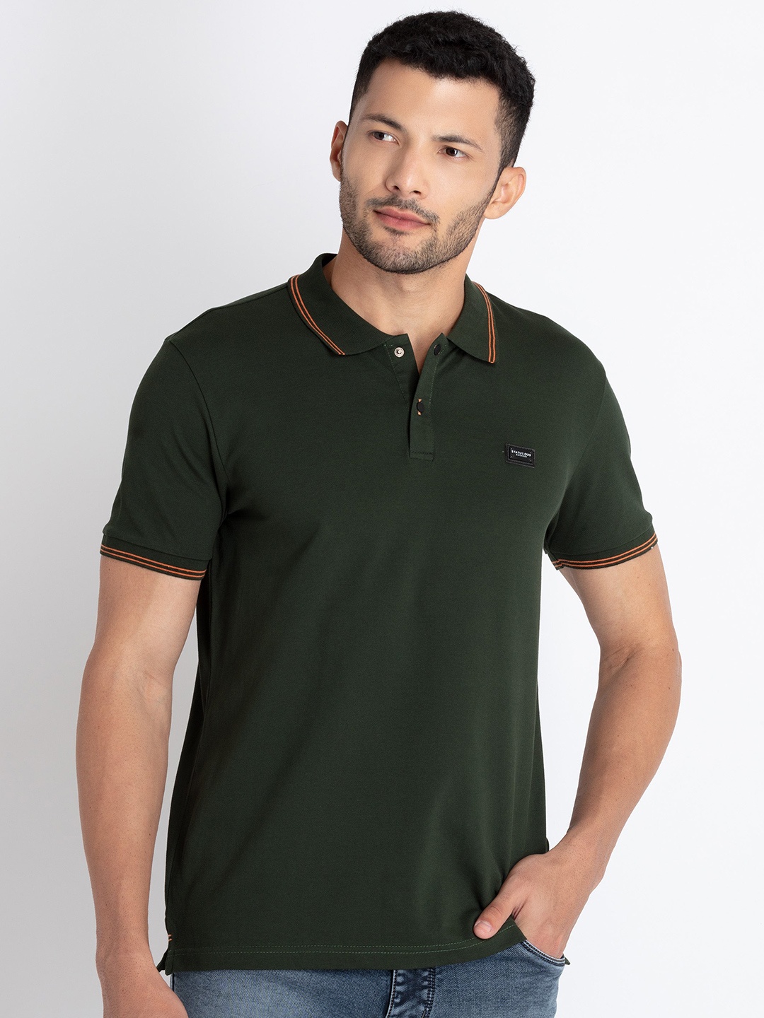 

Status Quo Polo Collar Casual T-shirt, Olive