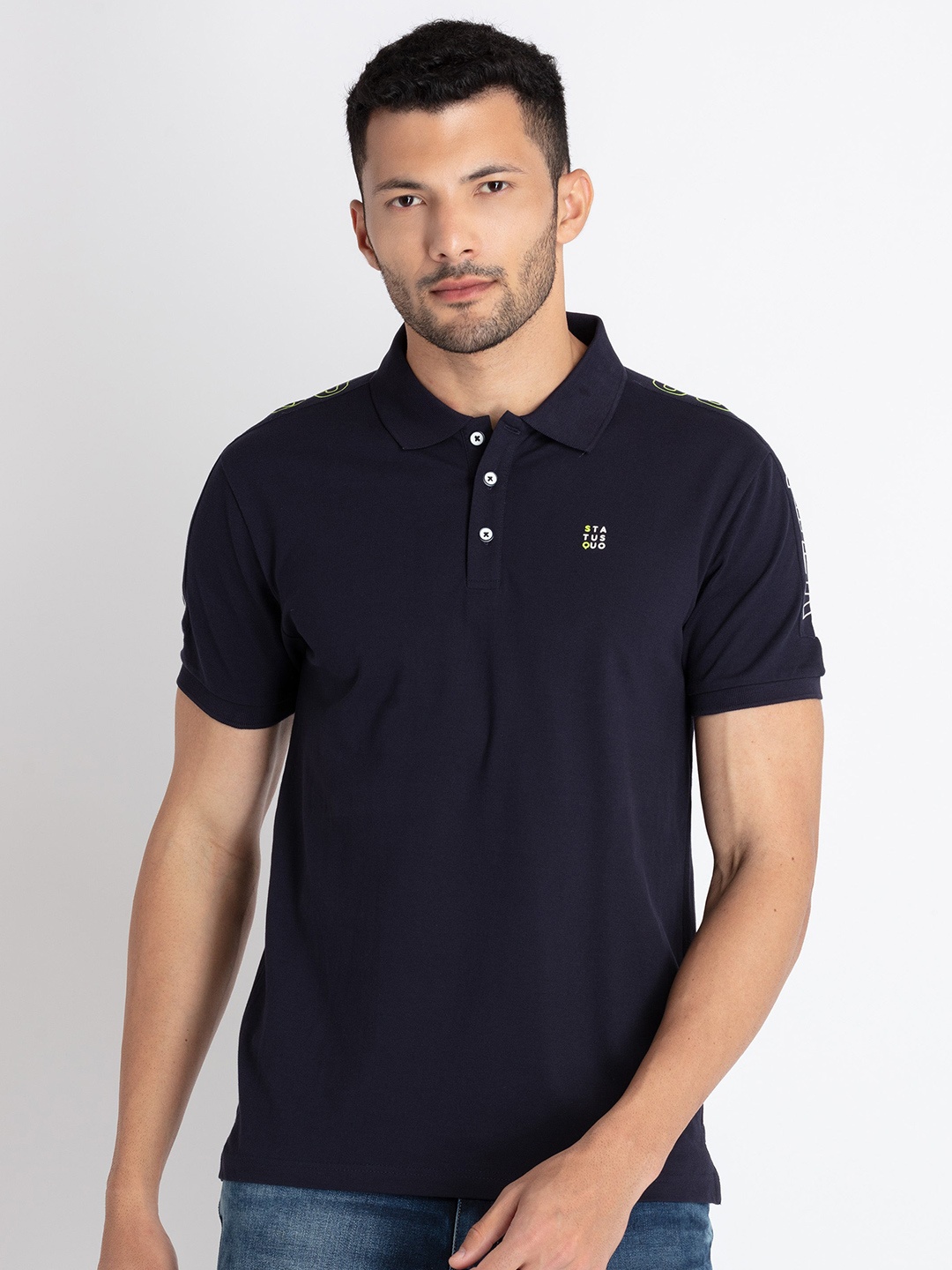 

Status Quo Polo Collar Casual T-shirt, Navy blue