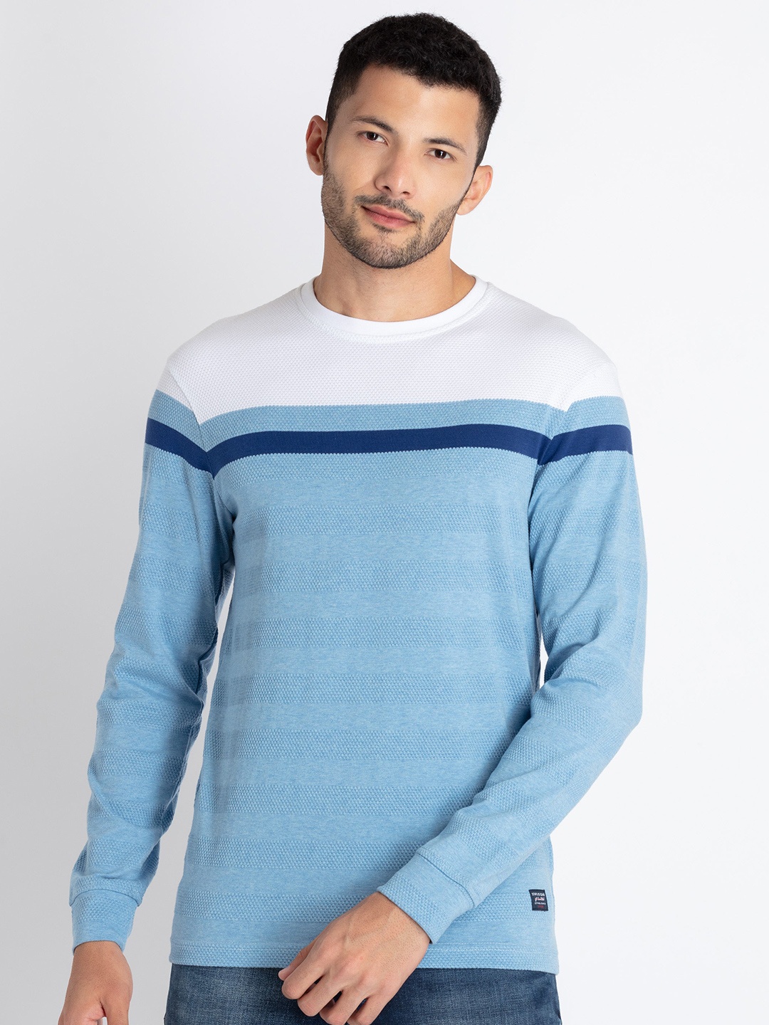 

Status Quo Long Sleeves Striped Casual T-shirt, Blue