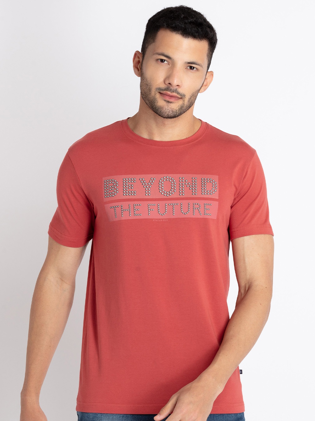 

Status Quo Typography Printed T-Shirt, Rust