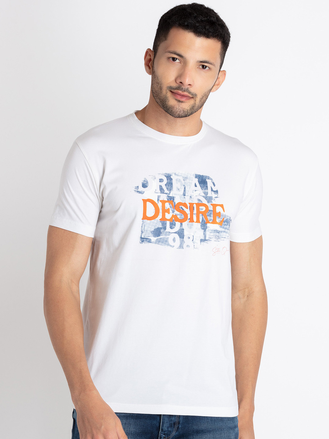 

Status Quo Typography Printed Casual T-shirt, White