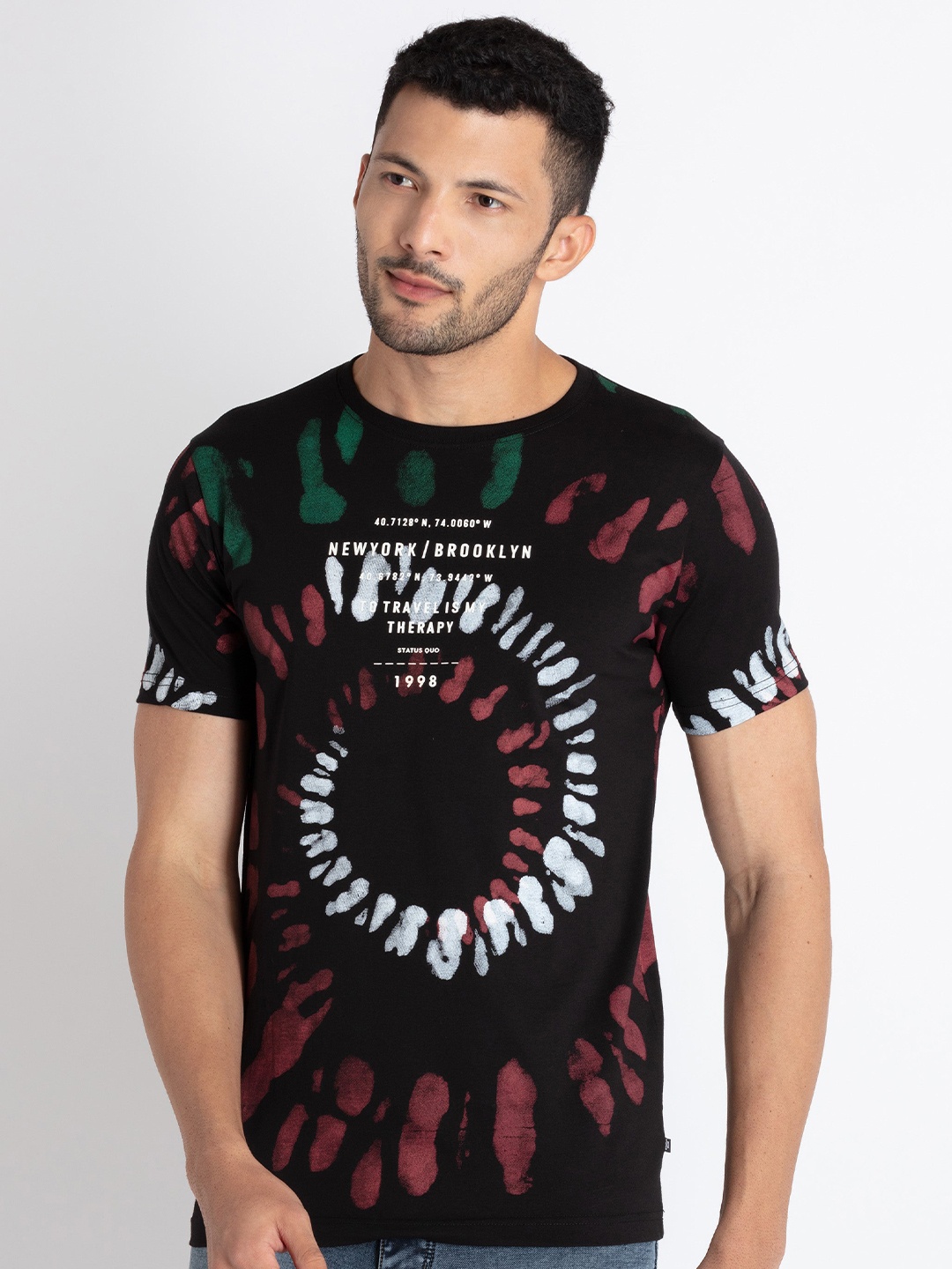 

Status Quo Typography Printed Pure Cotton T-shirt, Black