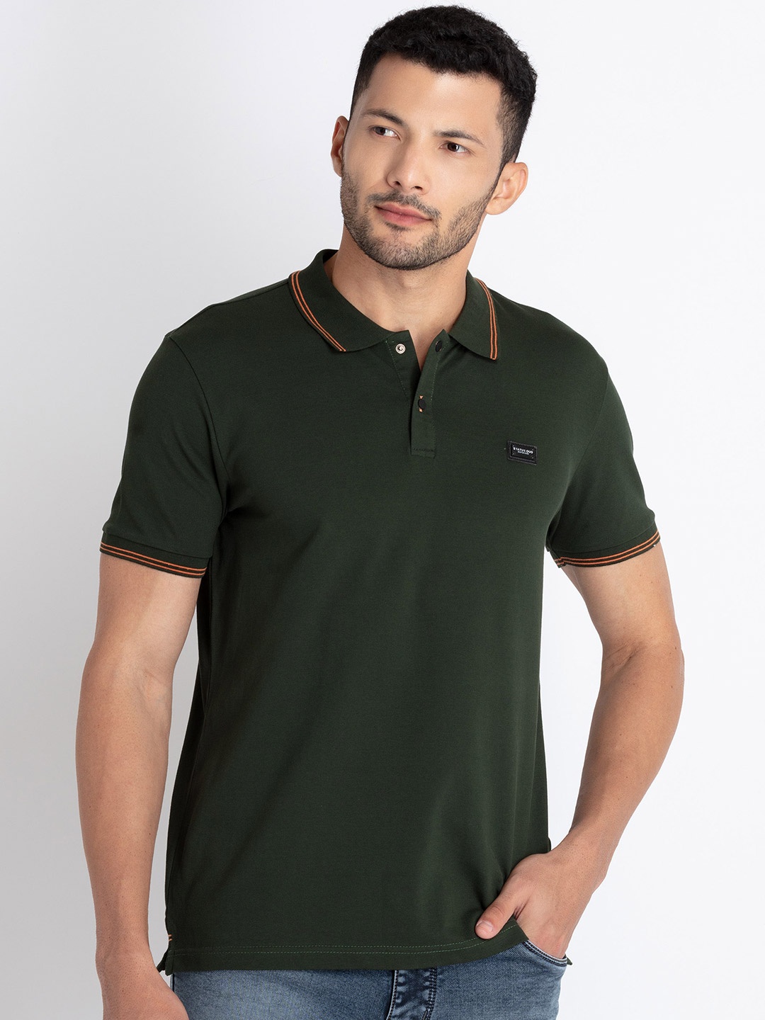 

Status Quo Polo Collar Casual T-shirt, Olive