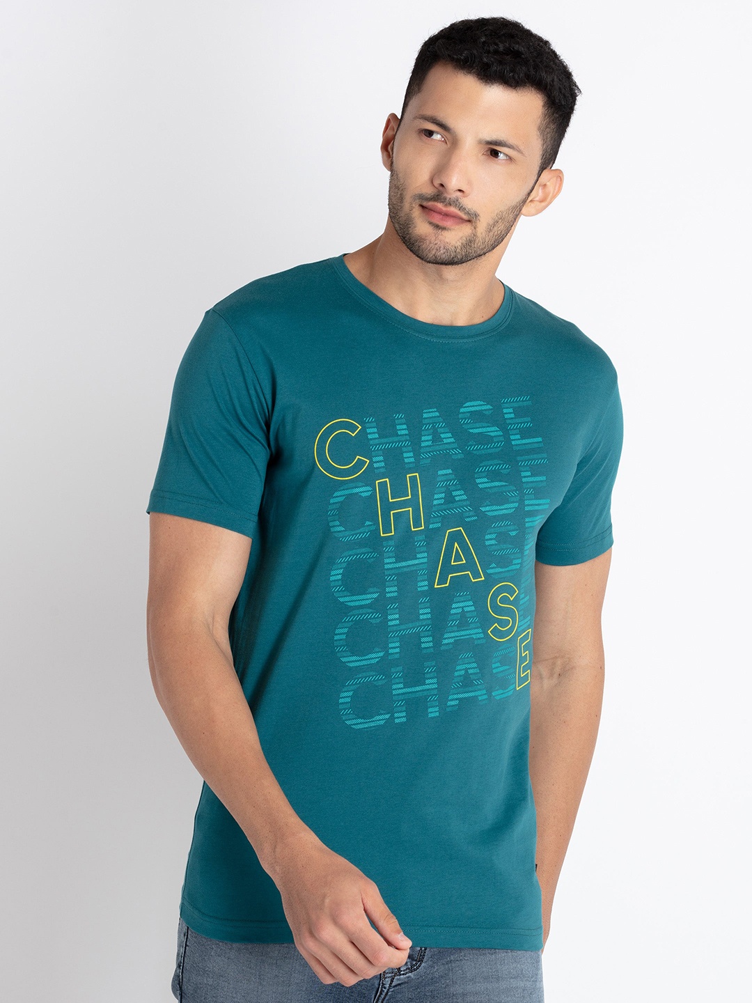 

Status Quo Typography Printed Pure Cotton T-Shirt, Teal