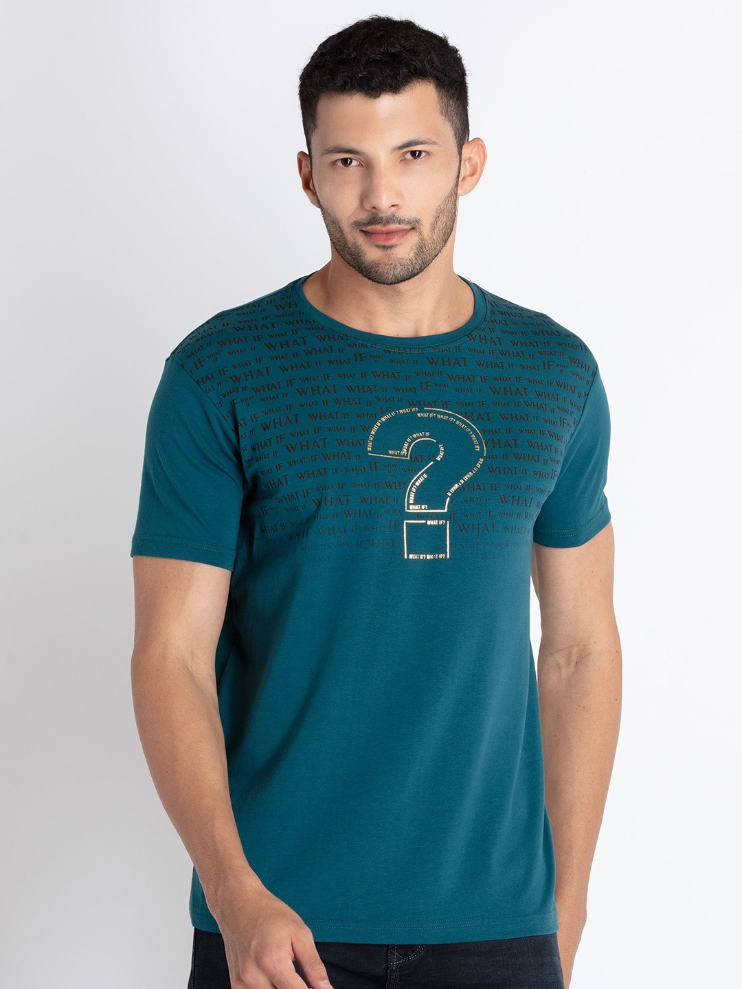 

Status Quo Typography Printed T-Shirt, Teal