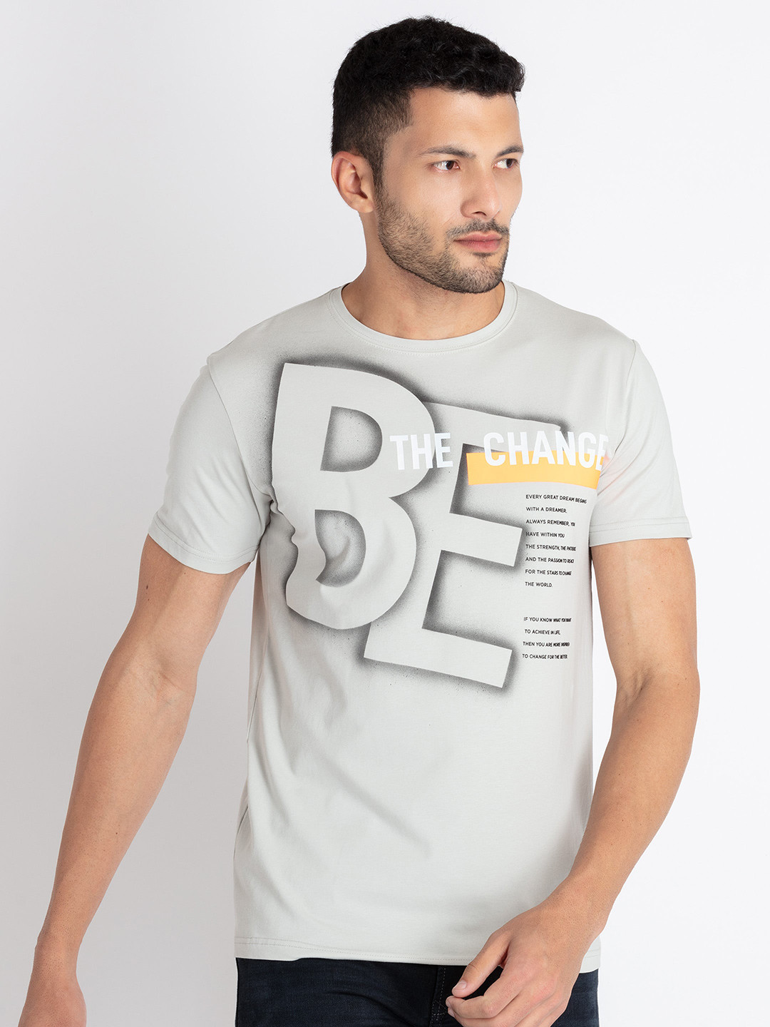 

Status Quo Typography Printed Casual T-shirt, Grey