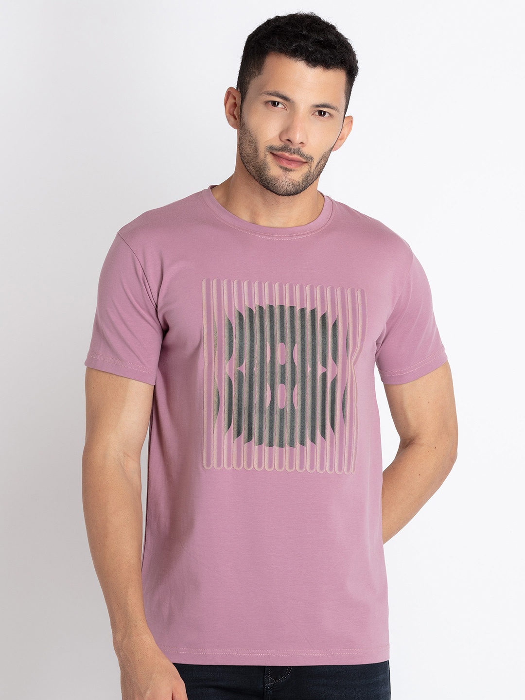 

Status Quo Typography Printed Casual T-shirt, Purple