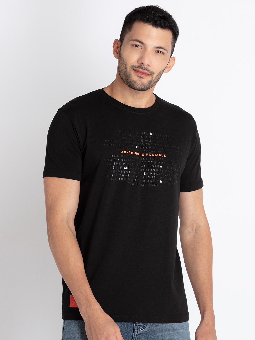 

Status Quo Typography Printed Casual T-shirt, Black