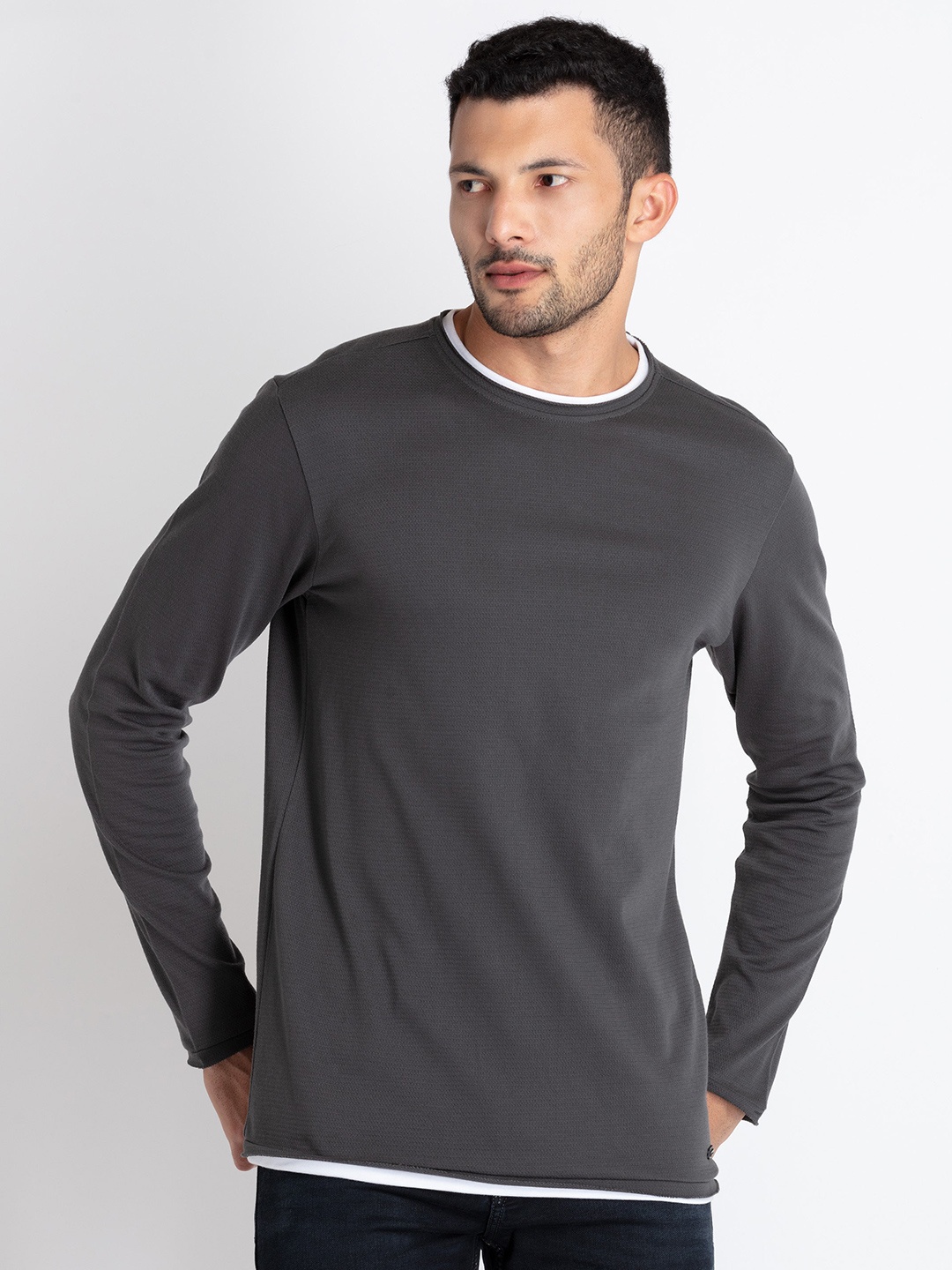 

Status Quo Long Sleeves Casual T-shirt, Grey