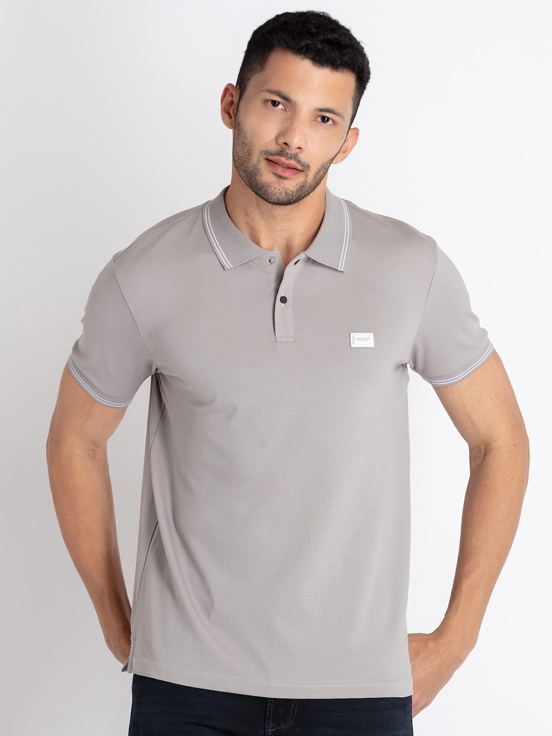 

Status Quo Polo Collar Short Sleeves T-shirt, Beige