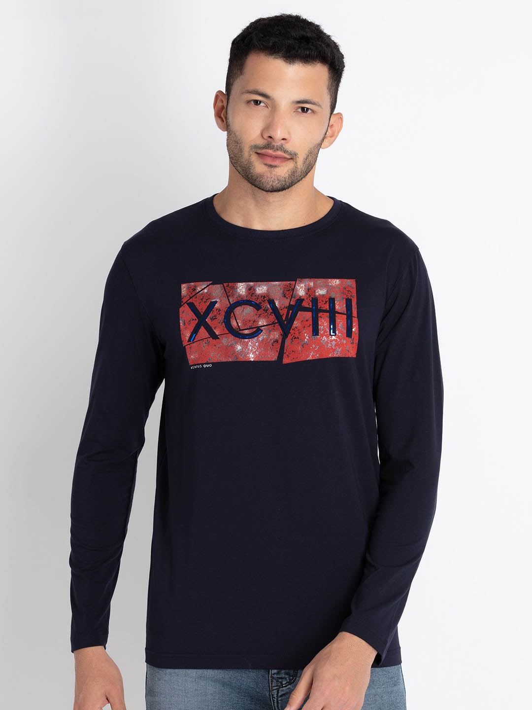 

Status Quo Typography Printed T-shirt, Navy blue