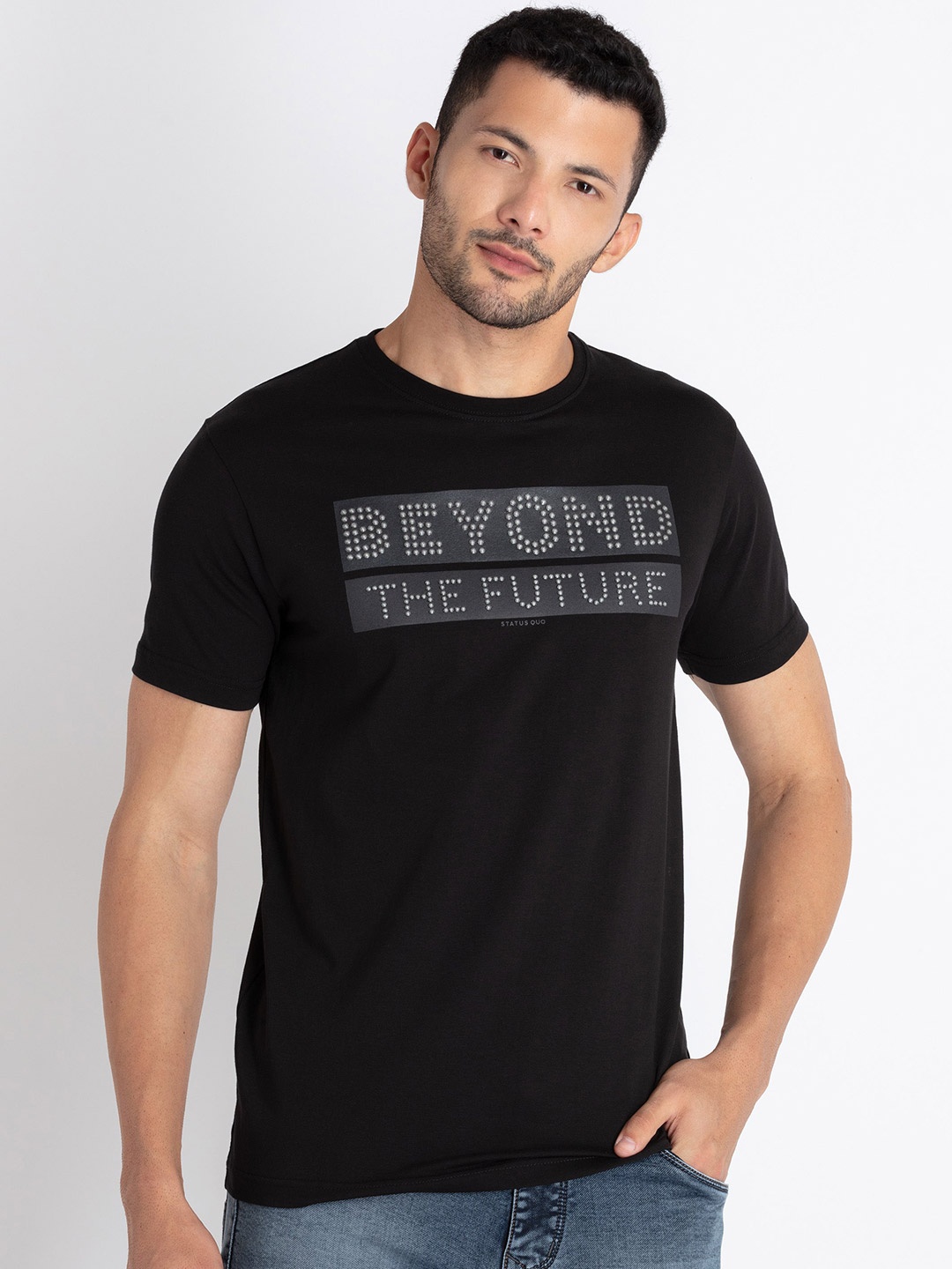 

Status Quo Typography Printed T-shirt, Black