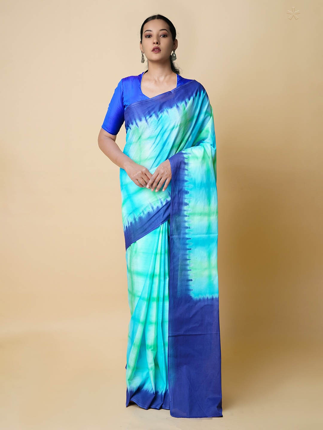 

Unnati Silks Tie & Dye Dyed Pure Cotton Leheriya Saree, Blue