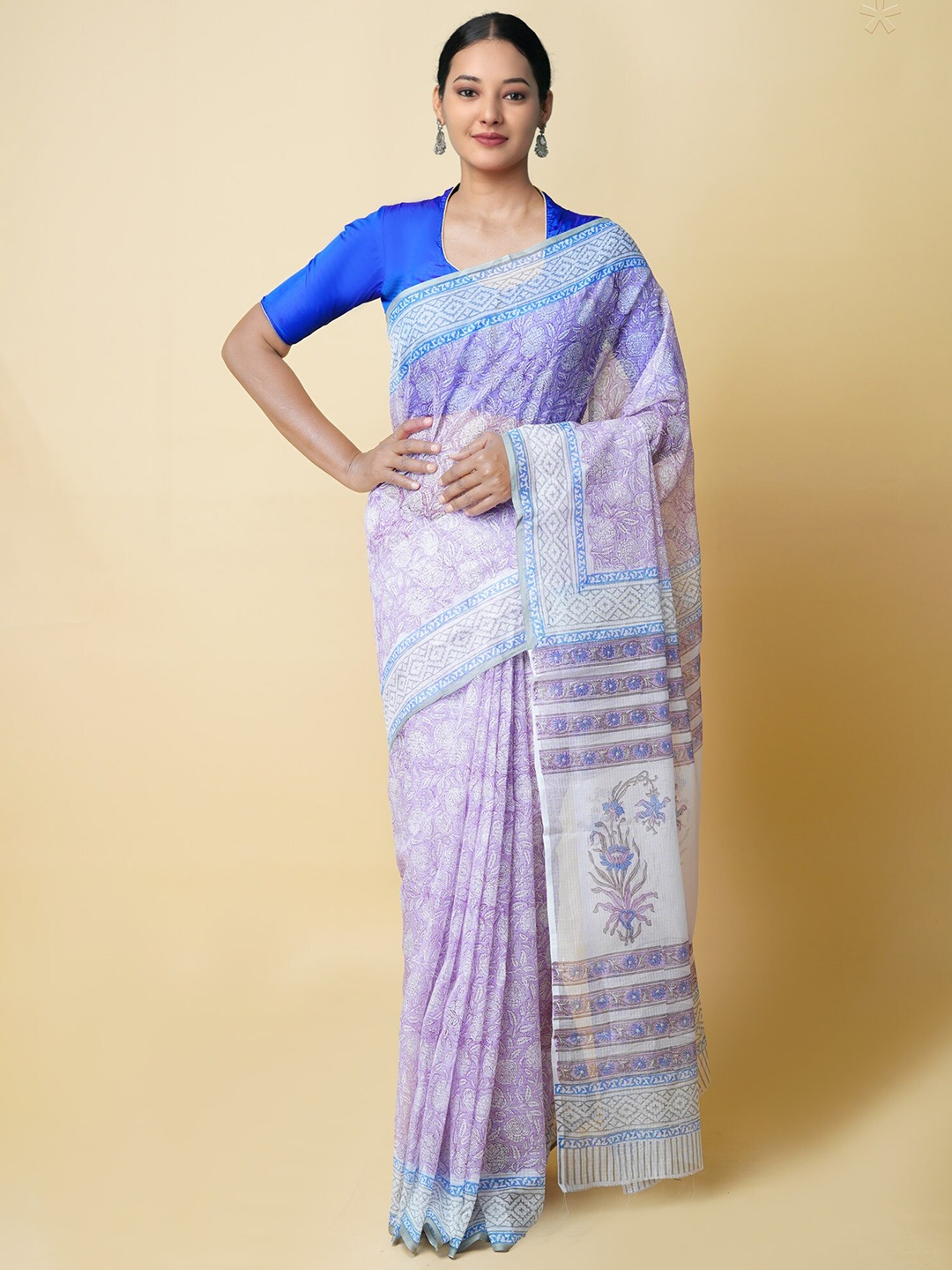

Unnati Silks Ethnic Motifs Pure Cotton Kota Saree, Purple