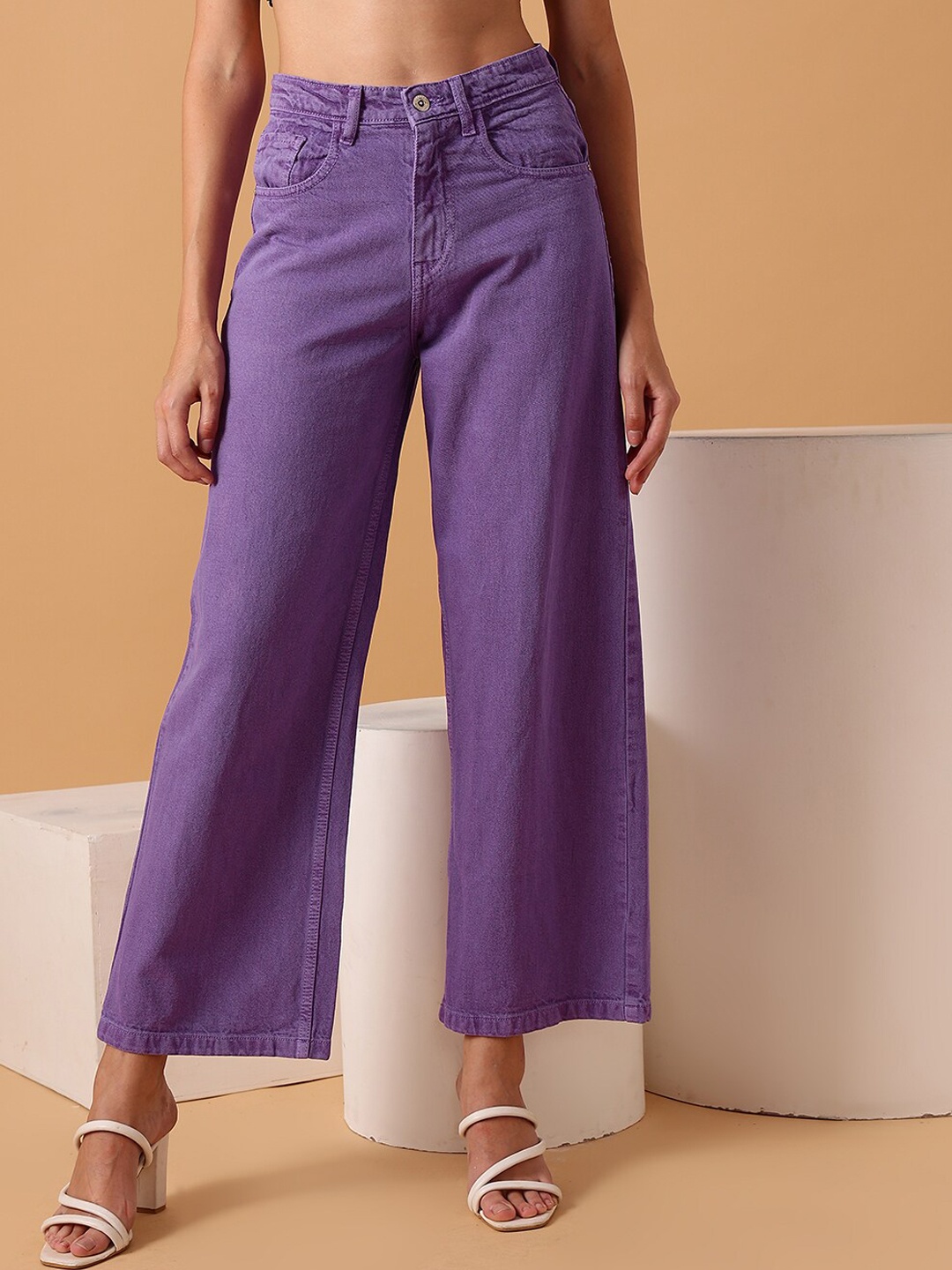 

STREET 9 Women Lavender Clean Look Comfort Wide Leg Jeans