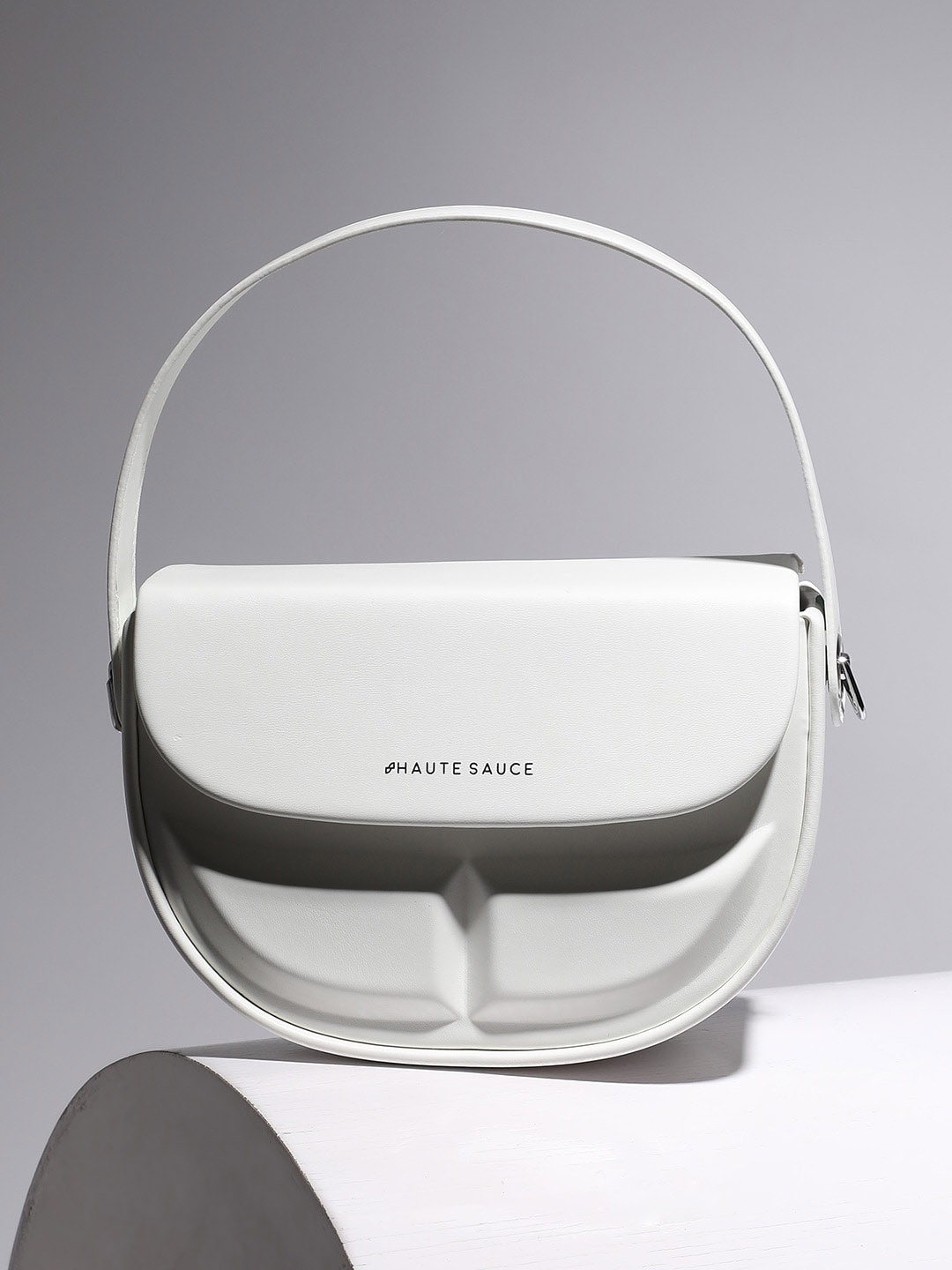 

HAUTE SAUCE by Campus Sutra PU Half Moon Handheld Bag, White