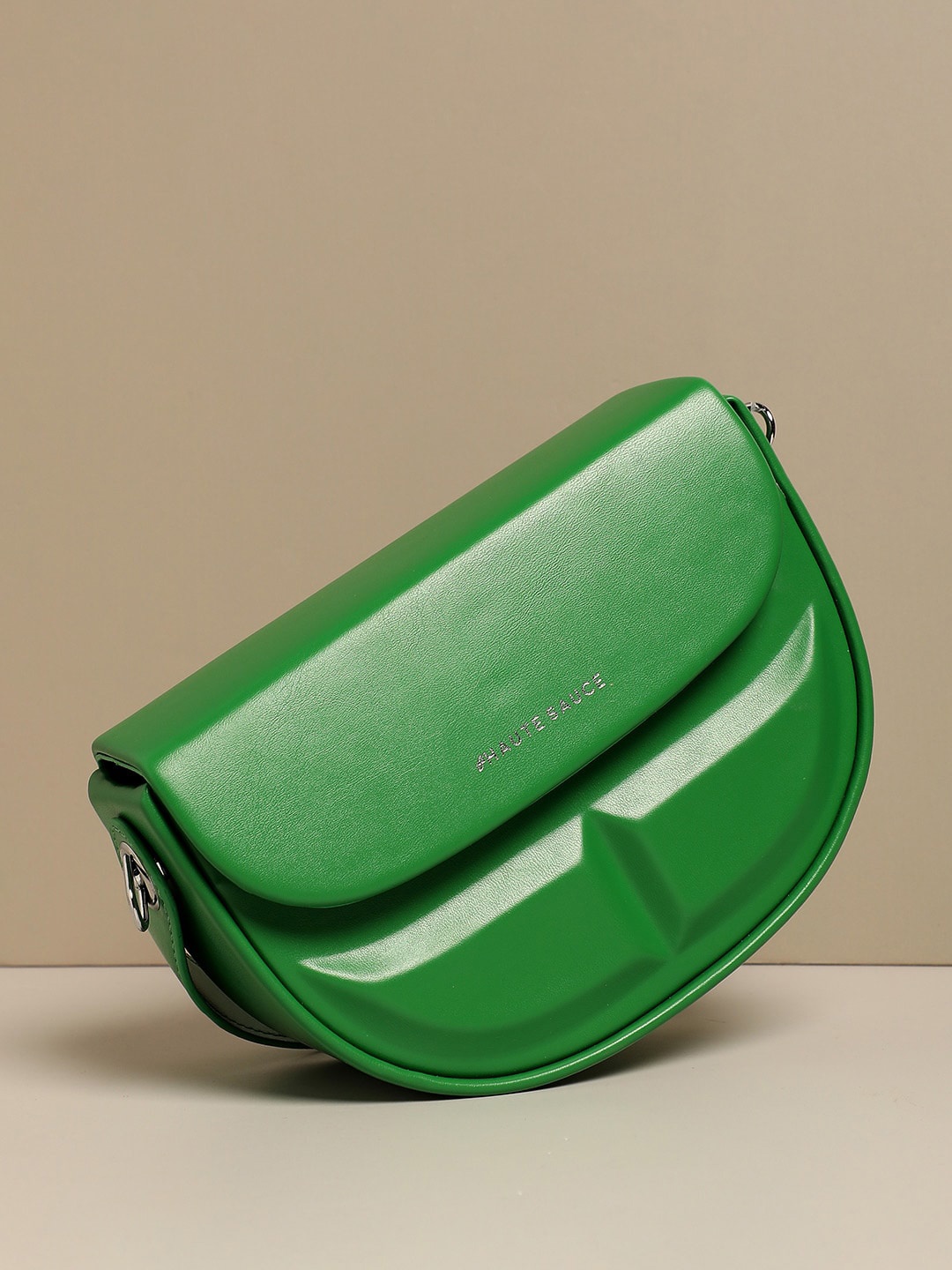 

HAUTE SAUCE by Campus Sutra PU Half Moon Handheld Bag, Green