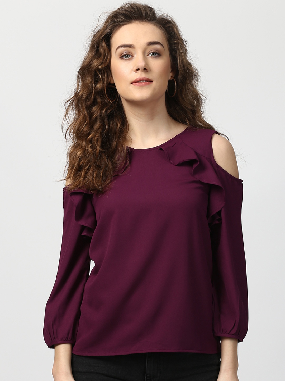 

Harpa Burgundy Ruffles Top