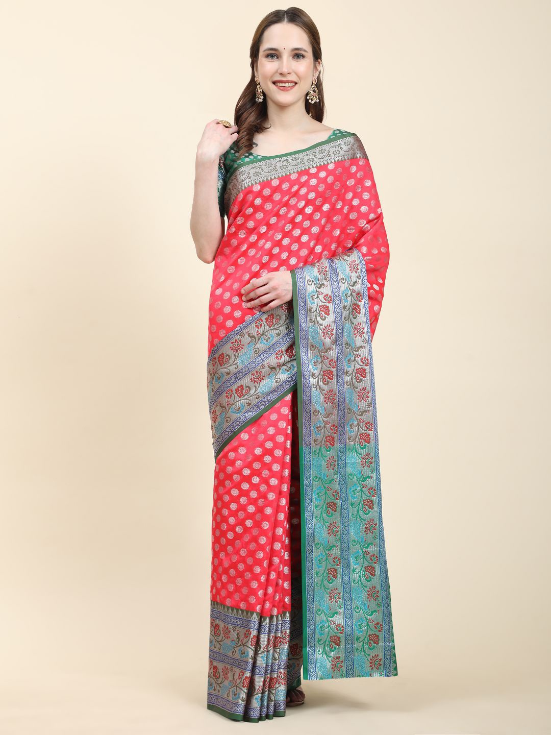 

Anouk Ethnic Motifs Woven Design Zari Silk Blend Saree, Red