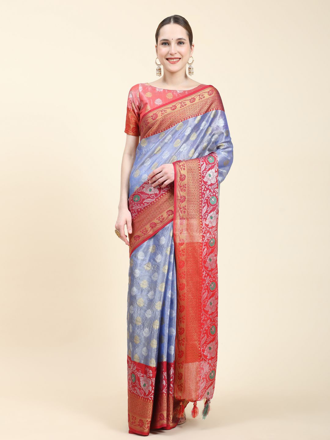 

Anouk Woven Design Zari Banarasi Saree, Red