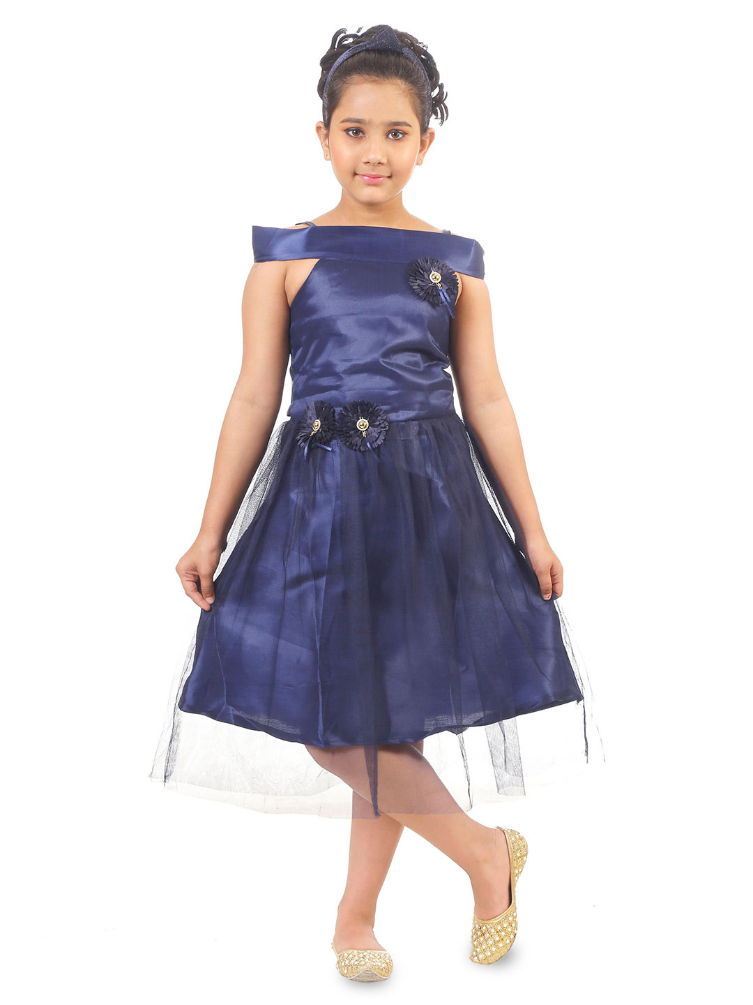 

BAESD Girls Shoulder Straps Corsage Net Fit & Flare Dress, Blue