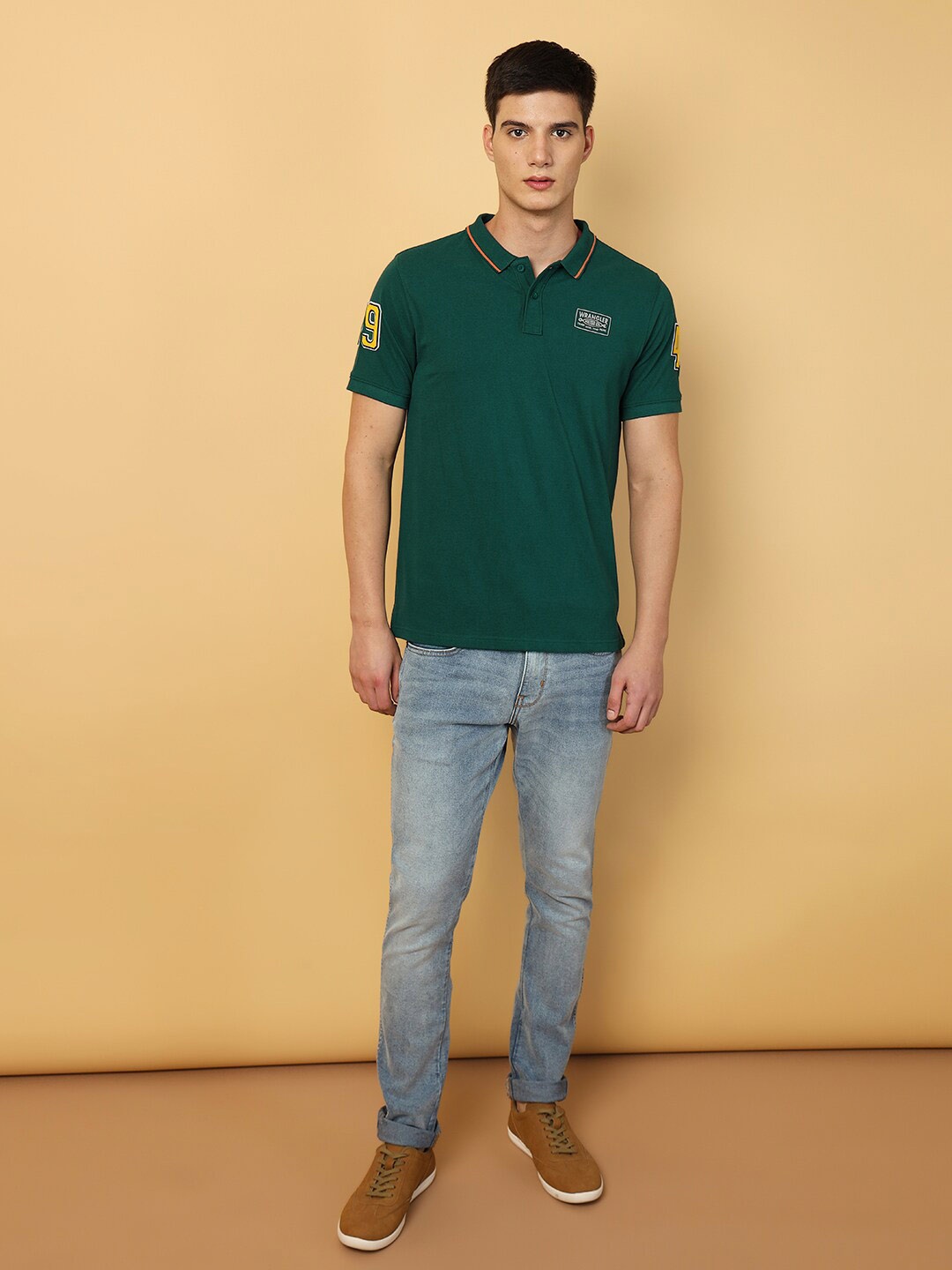

Wrangler Polo Collar Cotton T-Shirt, Teal