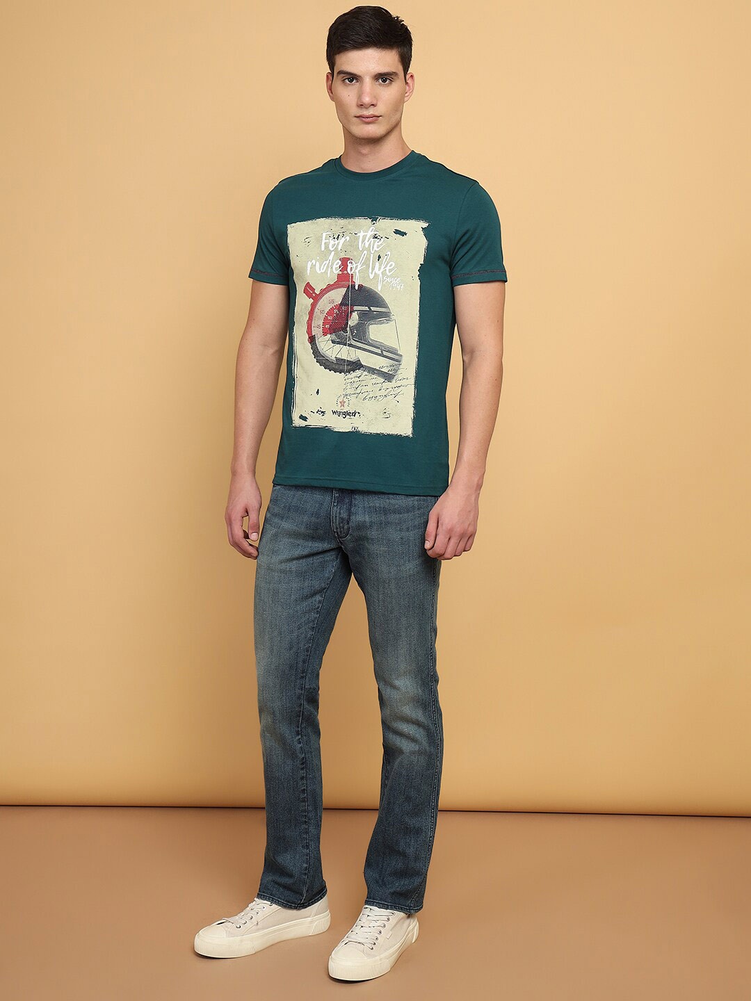 Wrangler Graphic Printed Cotton Casual T-Shirt, Green
