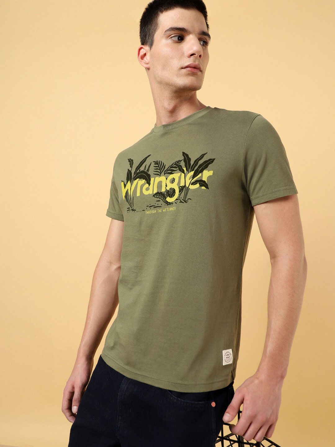 

Wrangler Typography Printed Cotton Casual T-Shirt, Green