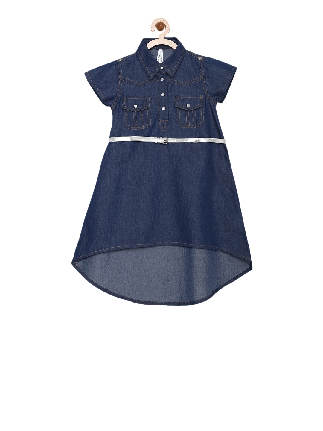 

StyleStone Girls Blue Solid A-Line Denim Dress