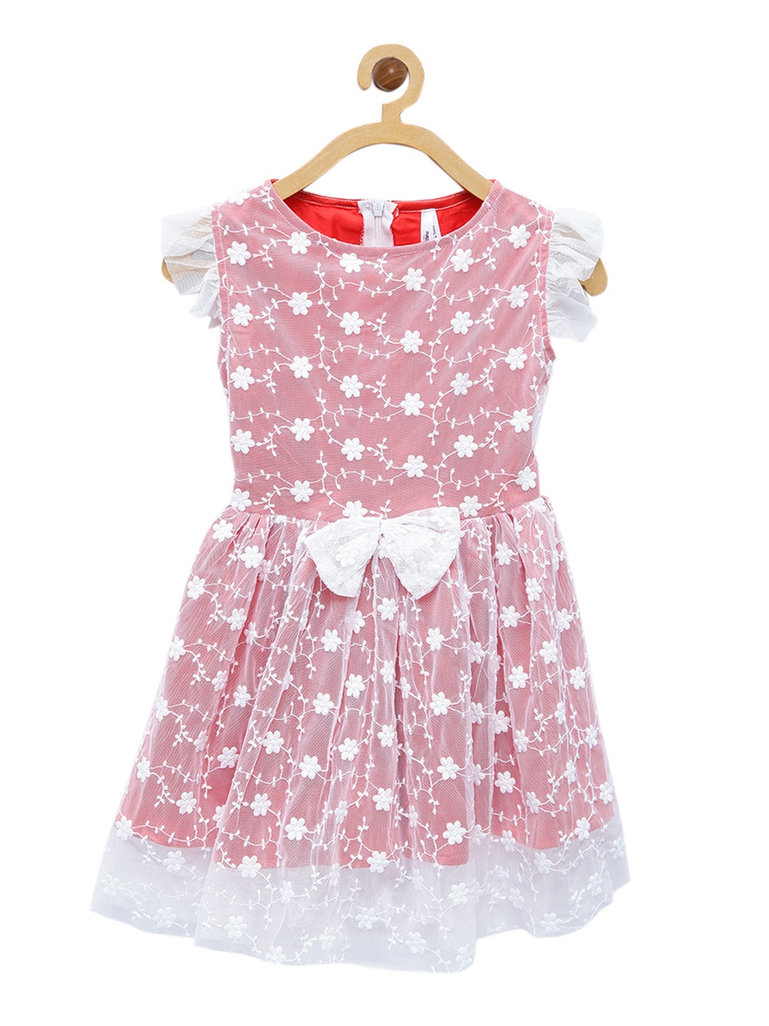 

StyleStone Girls Red Self-Design Fit and Flare Dress