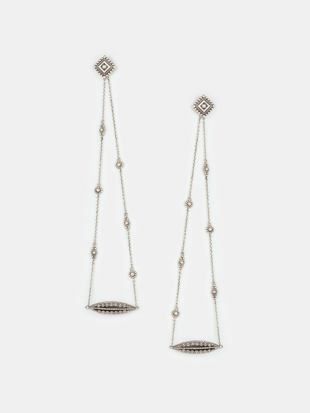 

SHAYA Contemporary Drop Earrings, Silver