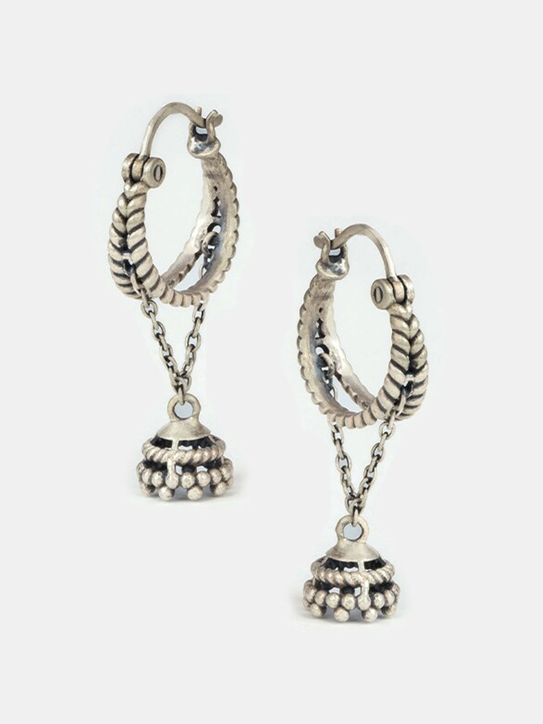 

SHAYA Contemporary Jhumkas Earrings, Silver