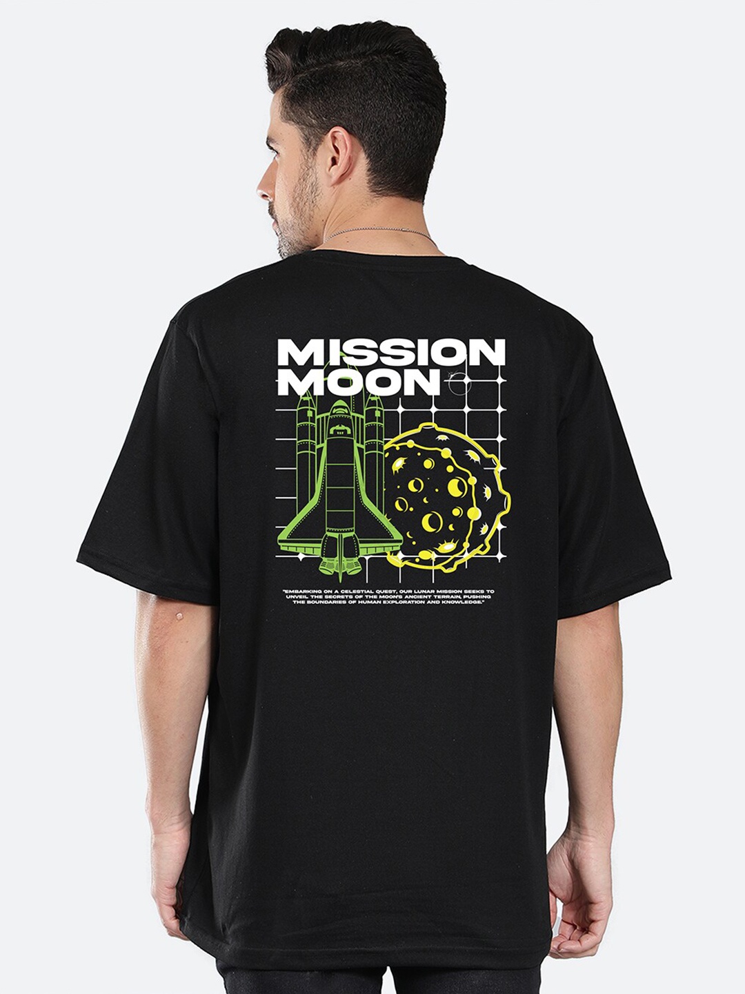 Mad Over Print Graphic Printed Cotton Oversized T-shirt, Black